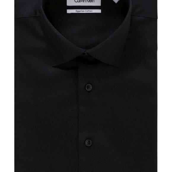 CALVIN KLEIN Egyptian Cotton Single Cuff Long Sleeve Black Business Shirt Sz L - Picture 3 of 9